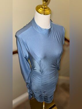 Brand New,WT, Tiger Mist, Bodycon, Ruched Long-Sleeve Mock Neck Women’s Dress